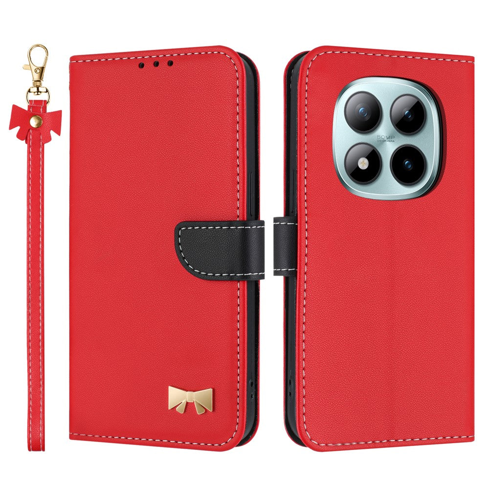For Xiaomi Poco M8 Pro 5G / Redmi Note 15 Pro+ 5G (Global) Case Bowknot Decor Wallet Leather Phone Cover with Wrist Strap