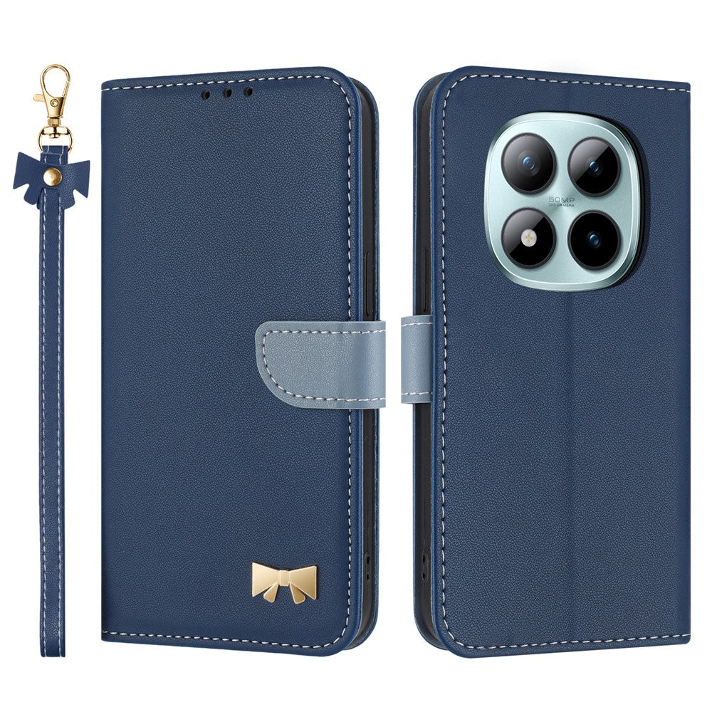 For Xiaomi Poco M8 Pro 5G / Redmi Note 15 Pro+ 5G (Global) Case Bowknot Decor Wallet Leather Phone Cover with Wrist Strap