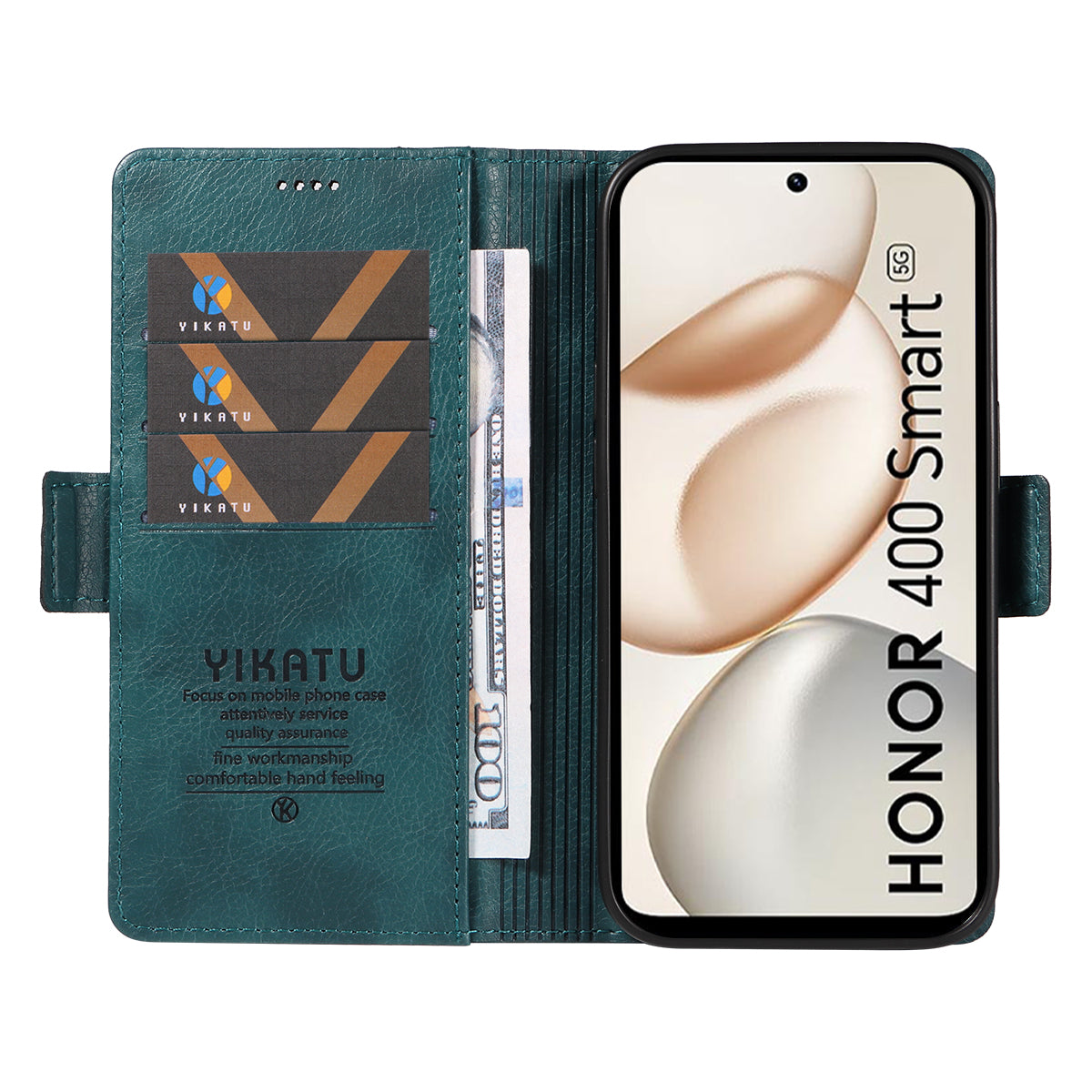 YIKATU For Honor 400 Smart 5G / 4G / X7d 4G cover YK-007 PU-læderpung med litchi-tekstur