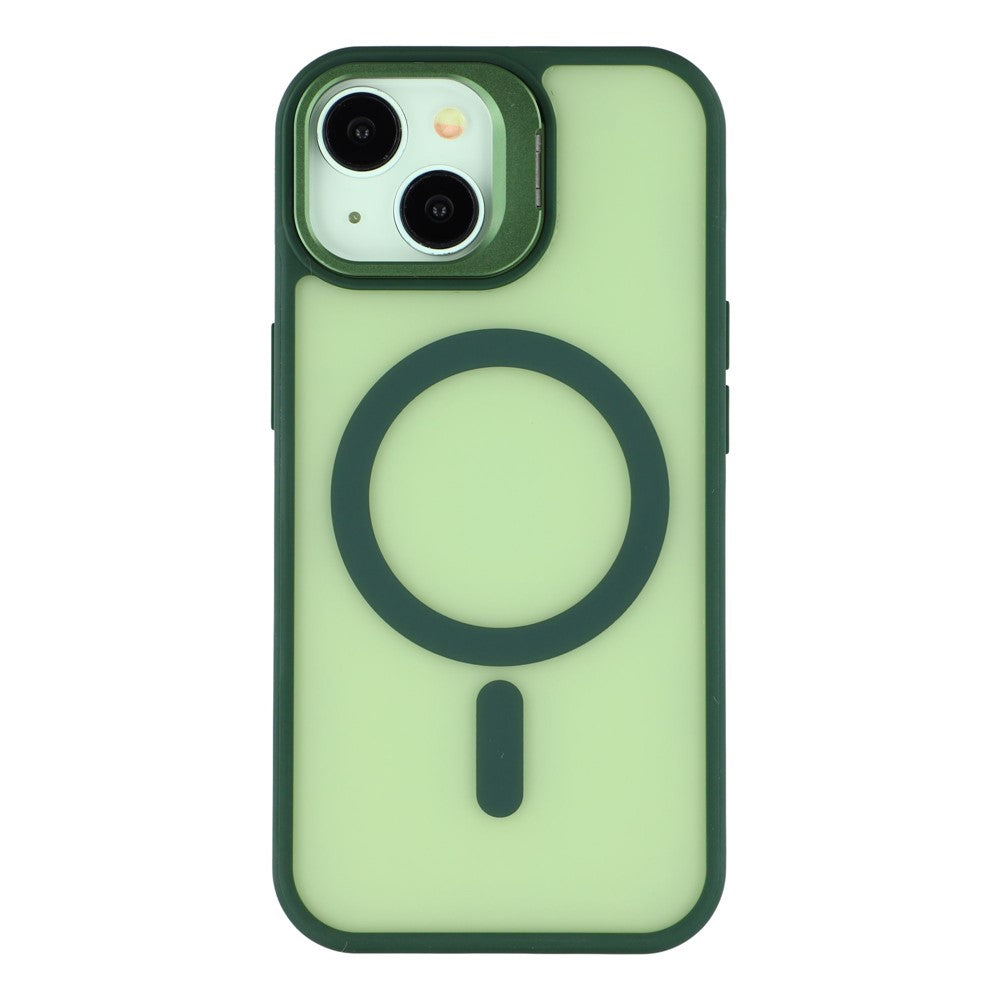For iPhone 15 Plus / 14 Plus Case Compatible with MagSafe Lens Kickstand TPU + PC Matte Phone Cover
