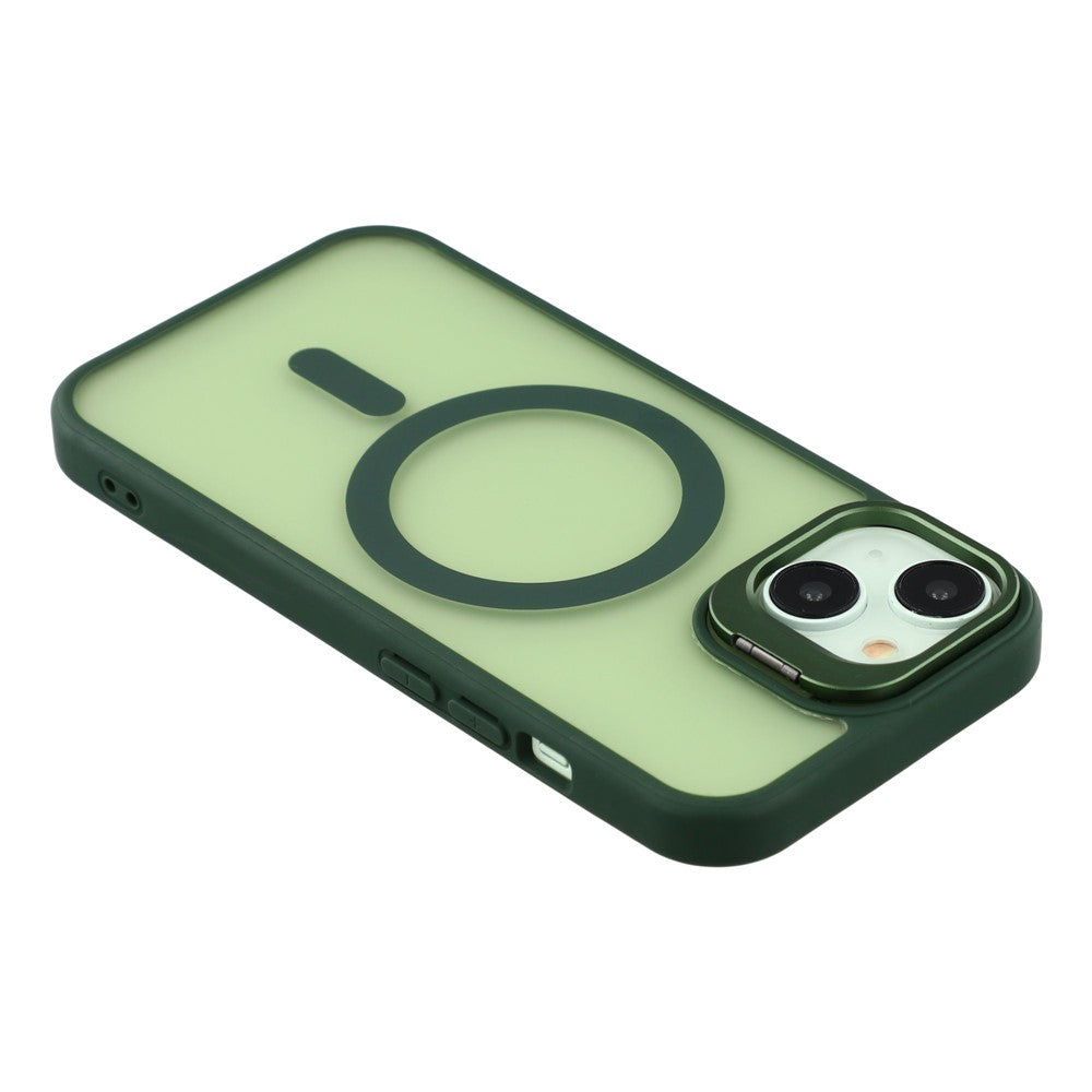 For iPhone 15 Plus / 14 Plus Case Compatible with MagSafe Lens Kickstand TPU + PC Matte Phone Cover