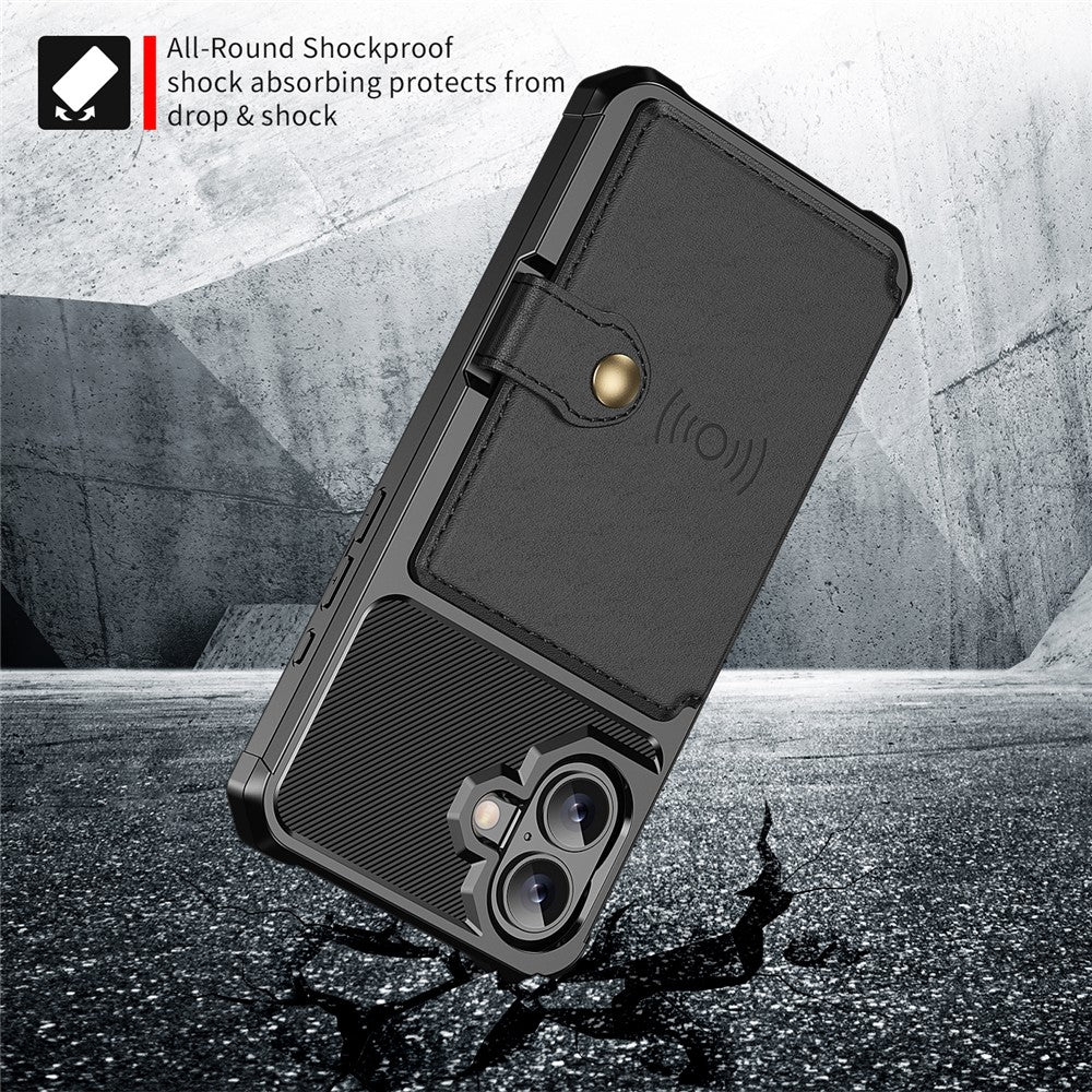 Til iPhone 17 Etui med Kortholder PU Læder + TPU Telefon Bagcover