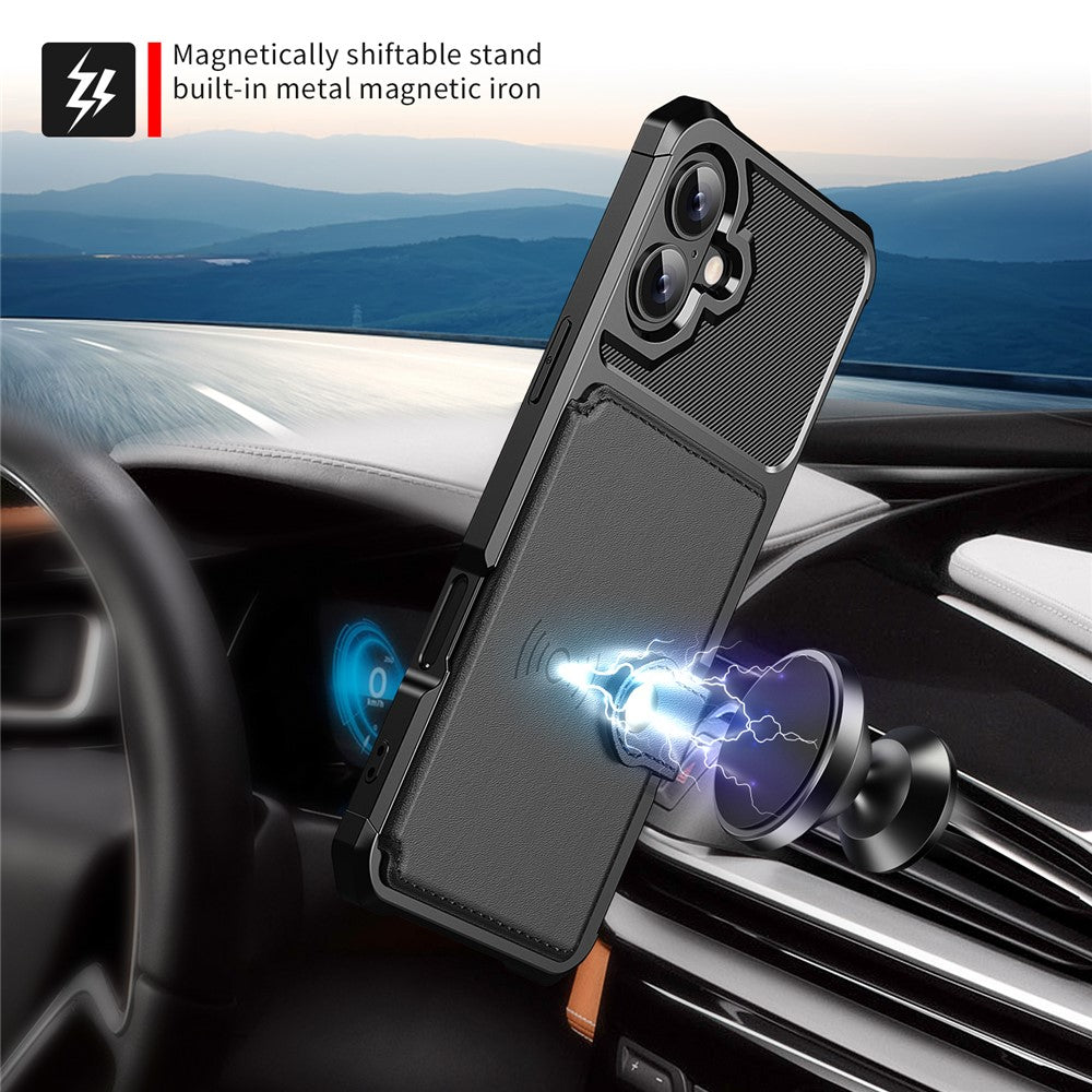 Til iPhone 17 Etui med Kortholder PU Læder + TPU Telefon Bagcover