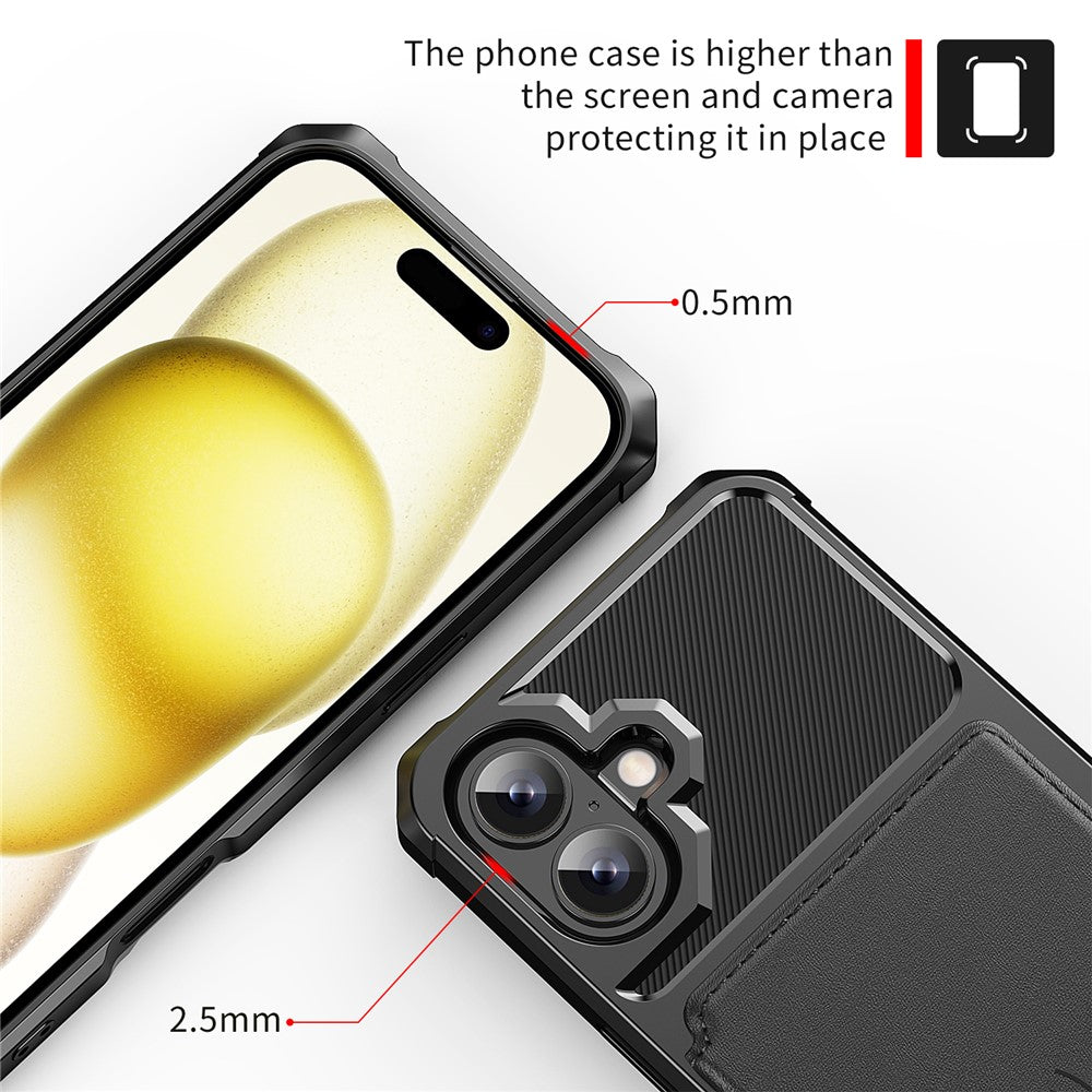 Til iPhone 17 Etui med Kortholder PU Læder + TPU Telefon Bagcover