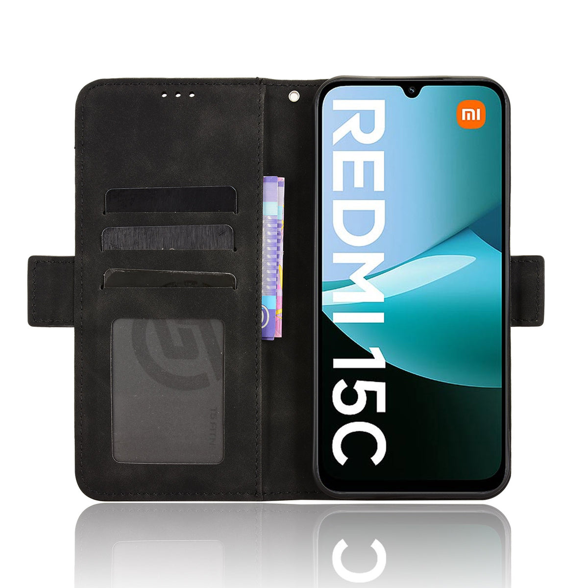 Xiaomi Redmi 15C 5G (EU) (173 mm) / Xiaomi Redmi 15C 4G (EU) (173 mm) Läderfodral mobilplånboksfodral med flera kortfack