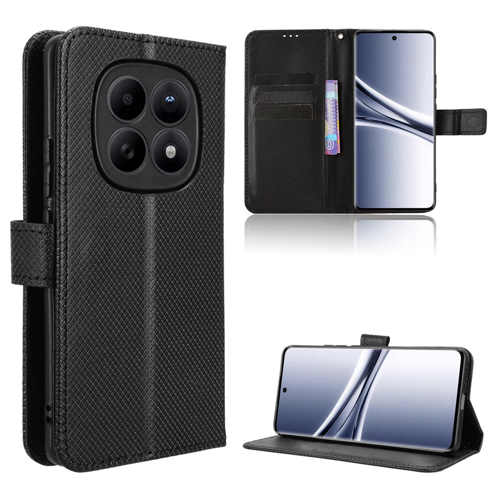 For Xiaomi Poco M8 5G / Redmi Note 15 5G (Global) / Note 15 4G (Global) Leather Wallet Case with Strap Diamond Texture Phone Cover