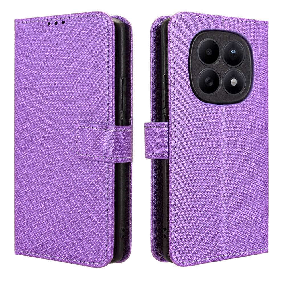 Xiaomi Poco M8 5G / Redmi Note 15 5G (Global) / Note 15 4G (Global) Läderplånboksfodral med rem, diamantstruktur, mobilskal