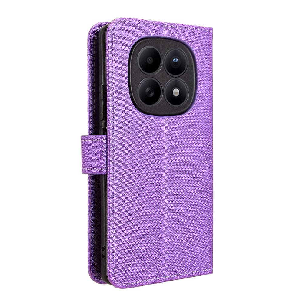 For Xiaomi Poco M8 5G / Redmi Note 15 5G (Global) / Note 15 4G (Global) Leather Wallet Case with Strap Diamond Texture Phone Cover