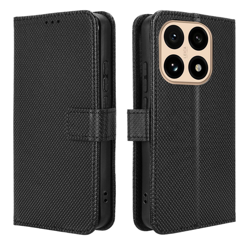 For Xiaomi 15T Leather Wallet Case with Strap Diamond Texture Phone Cover