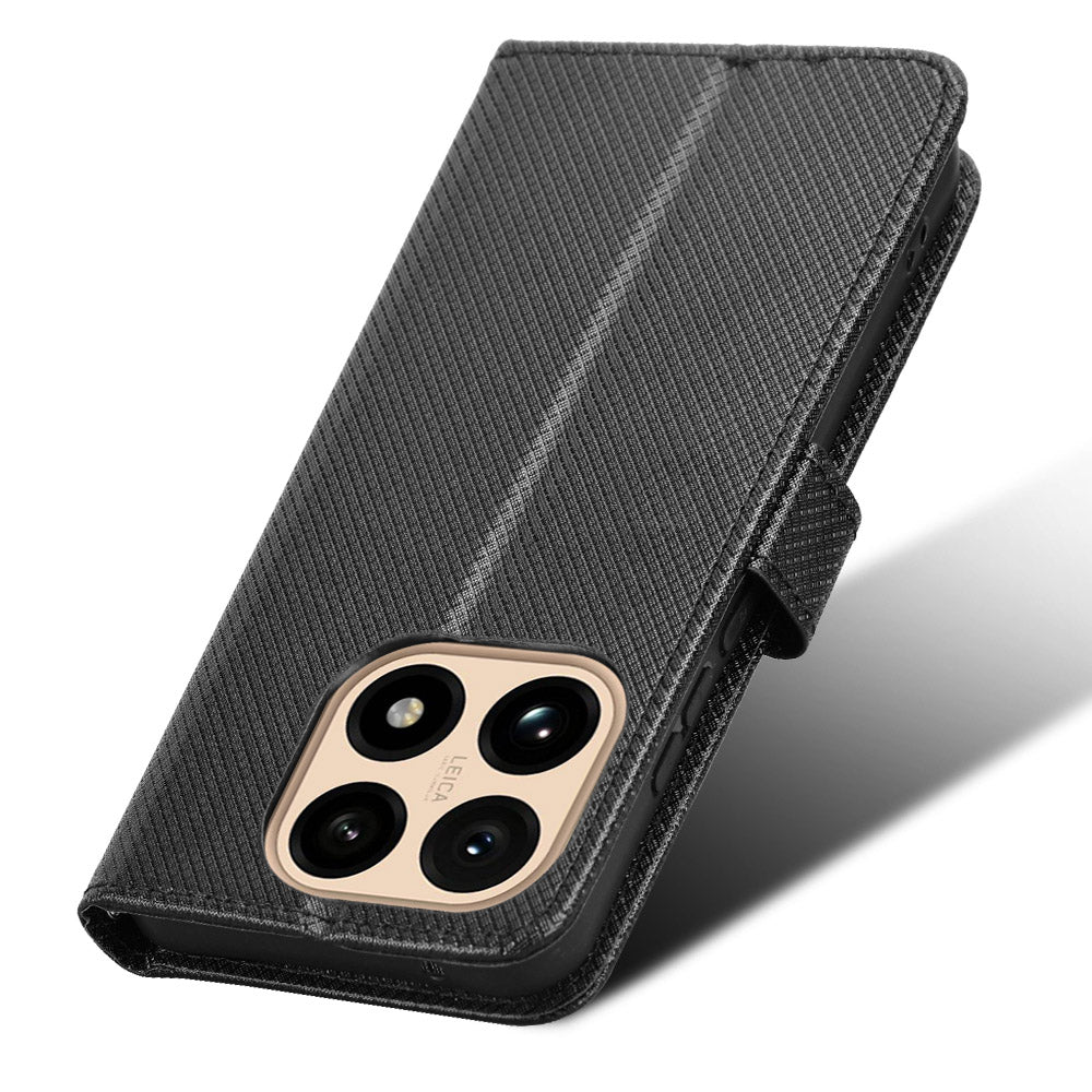 For Xiaomi 15T Leather Wallet Case with Strap Diamond Texture Phone Cover