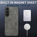 WANLONFENG Magnetiskt Skal För Samsung Galaxy S25 FE SD1-serien Nappa Textur PC TPU mobilskal