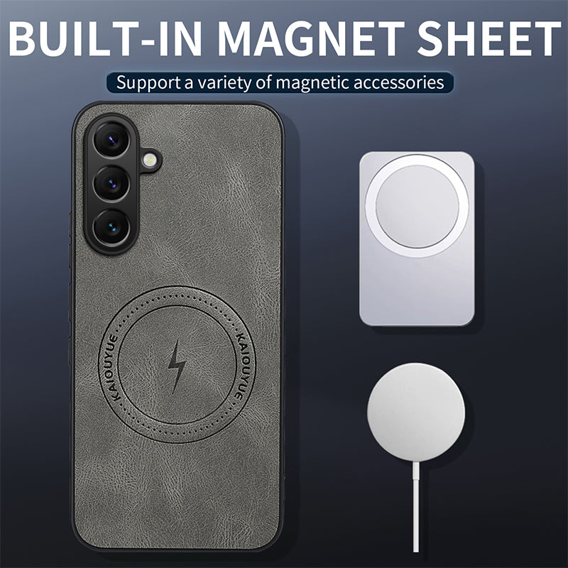 WANLONFENG Magnetiskt Skal För Samsung Galaxy S25 FE SD1-serien Nappa Textur PC TPU mobilskal