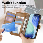 For iPhone 18 Pro / 17 Pro Case Floral Leaf Pattern Multi Card Slots Zipper Leather Phone Cover with Wrist Strap