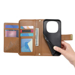 For Xiaomi Poco M8 Pro 5G / Redmi Note 15 Pro+ 5G (Global) Case Floral Leaf Pattern Multi Card Slots Zipper Leather Phone Cover with Wrist Strap