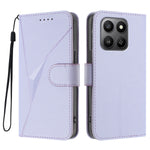 For Honor 400 Smart 5G / 4G / X7d 4G Case Triangle Imprint Leather Phone Cover with Lanyard