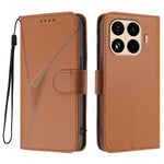 For Xiaomi 15T Pro Case Triangle Imprint Leather Phone Cover with Lanyard