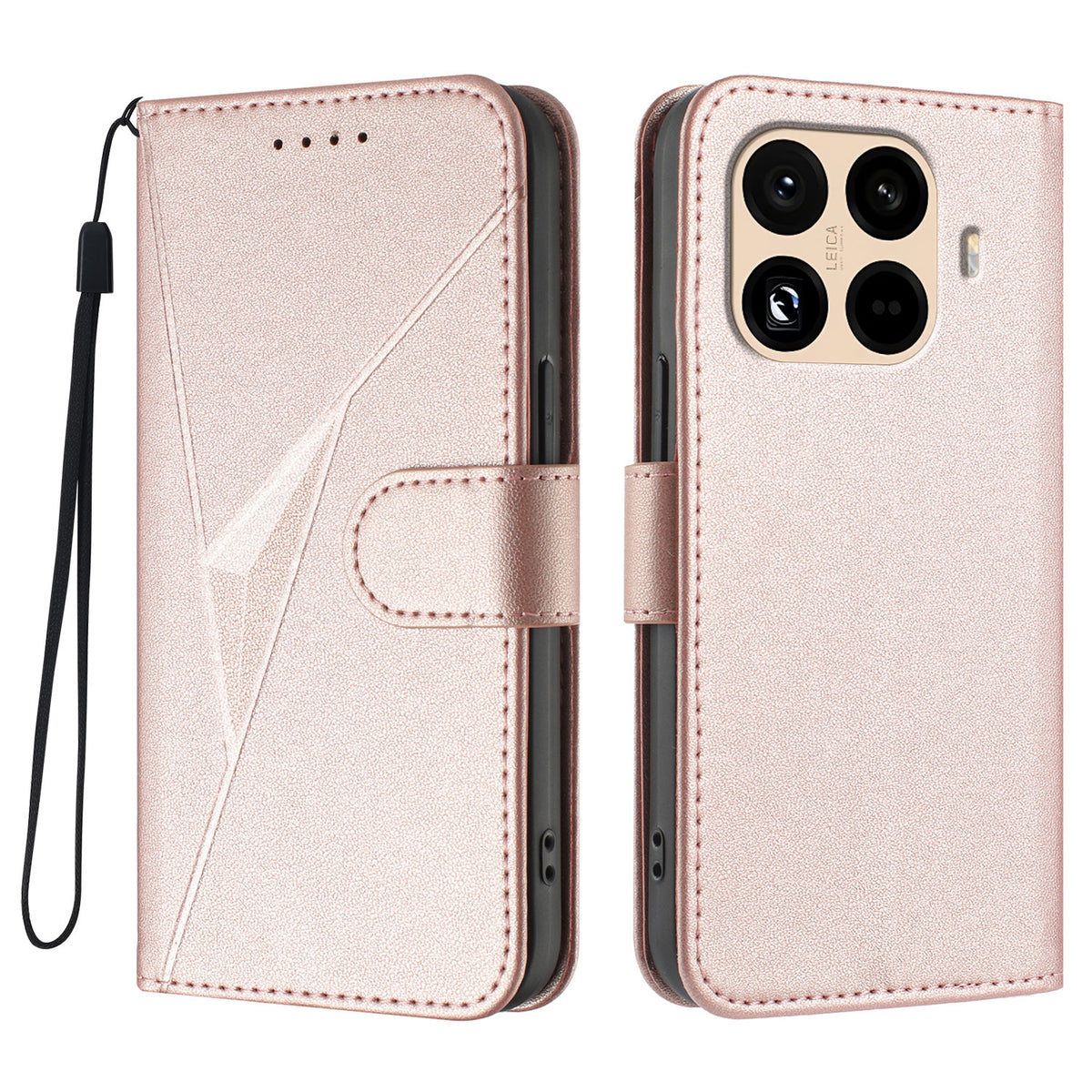 For Xiaomi 15T Pro Case Triangle Imprint Leather Phone Cover with Lanyard