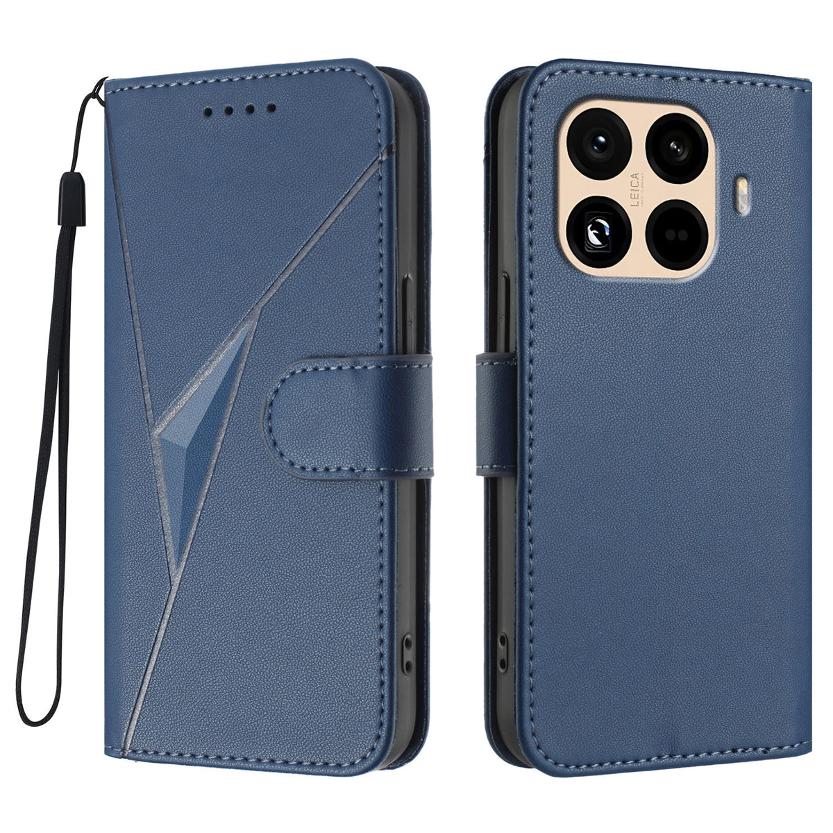 For Xiaomi 15T Pro Case Triangle Imprint Leather Phone Cover with Lanyard