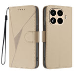 For Xiaomi 15T Pro Case Triangle Imprint Leather Phone Cover with Lanyard
