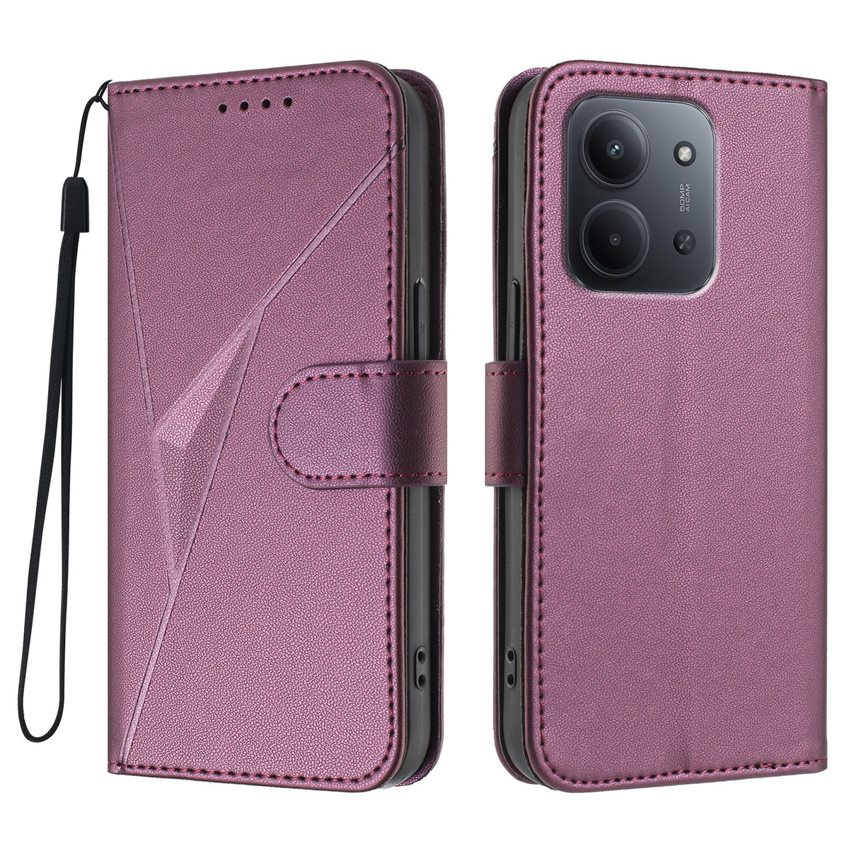 Xiaomi Redmi 15C 5G (EU) (173 mm) / Xiaomi Redmi 15C 4G (EU) (173 mm) fodral triangulärt läderfodral med snodd
