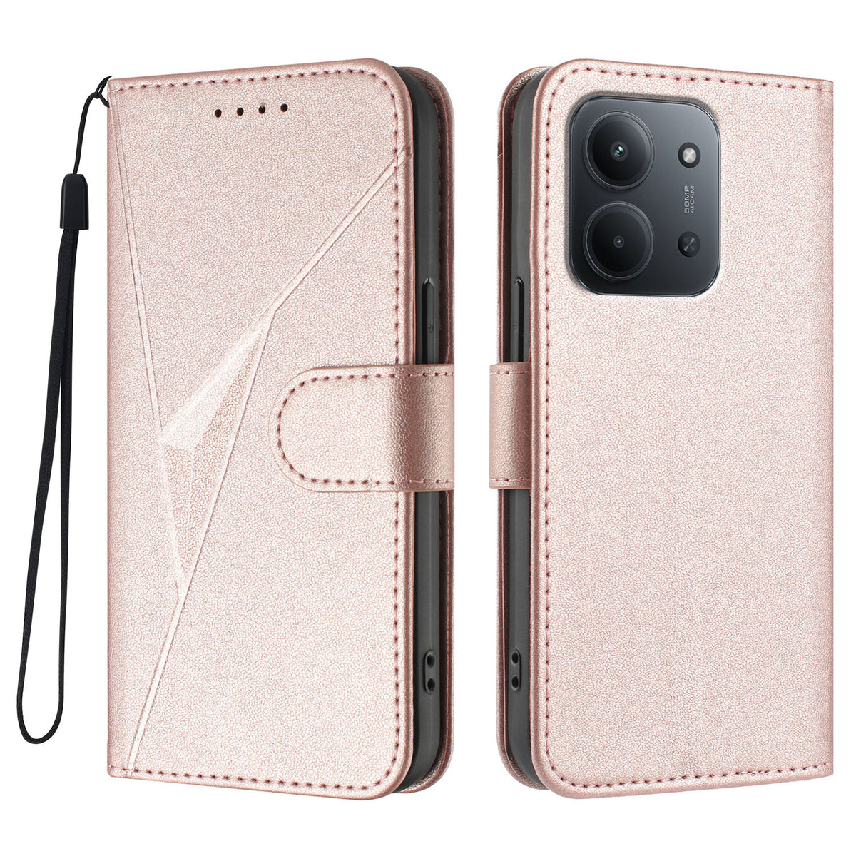 Xiaomi Redmi 15C 5G (EU) (173 mm) / Xiaomi Redmi 15C 4G (EU) (173 mm) fodral triangulärt läderfodral med snodd