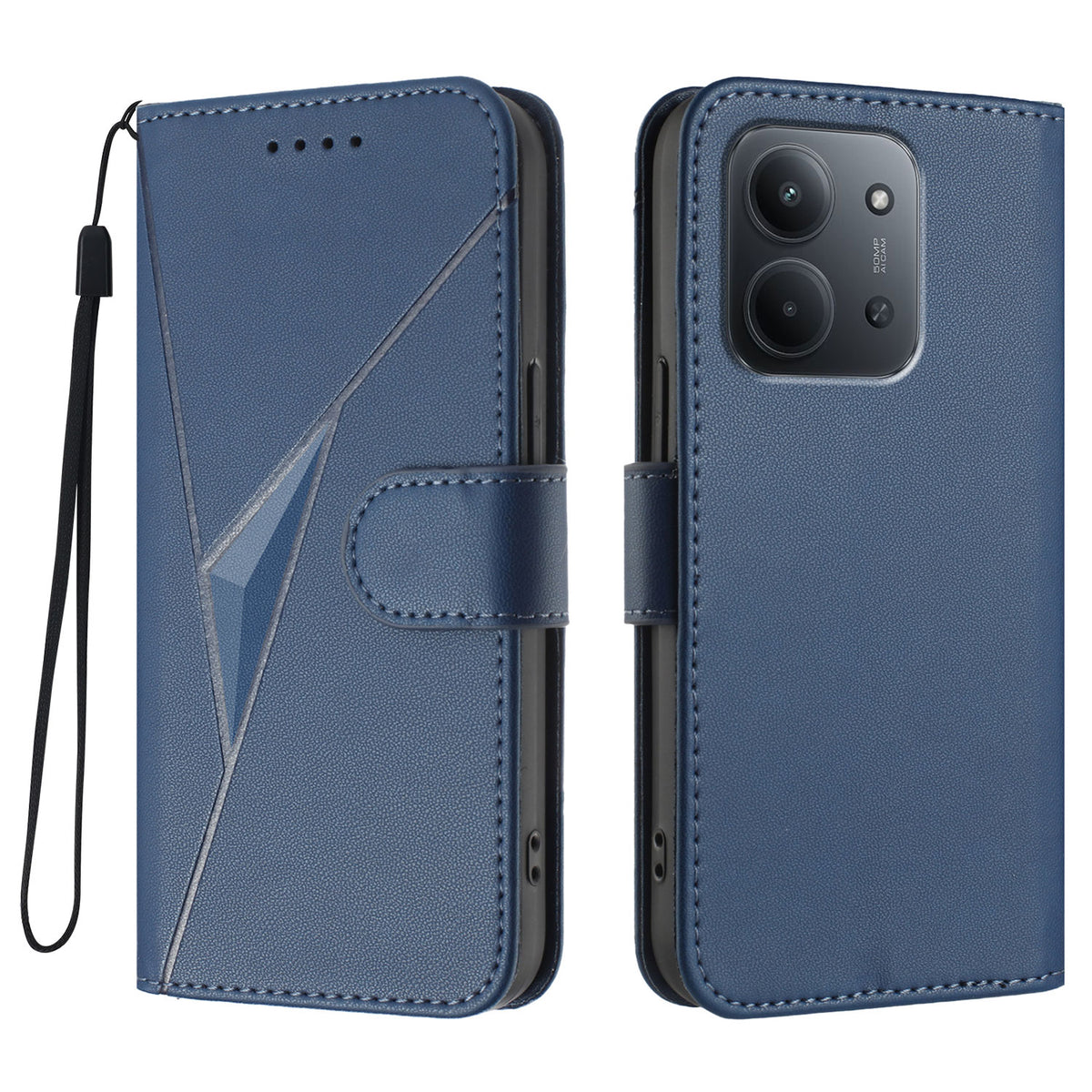 Xiaomi Redmi 15C 5G (EU) (173 mm) / Xiaomi Redmi 15C 4G (EU) (173 mm) fodral triangulärt läderfodral med snodd