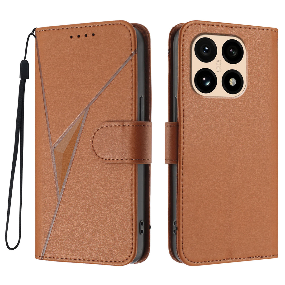 For Xiaomi 15T Case Triangle Imprint Leather Phone Cover with Lanyard