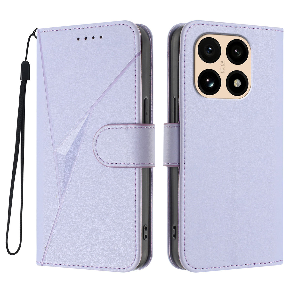 For Xiaomi 15T Case Triangle Imprint Leather Phone Cover with Lanyard