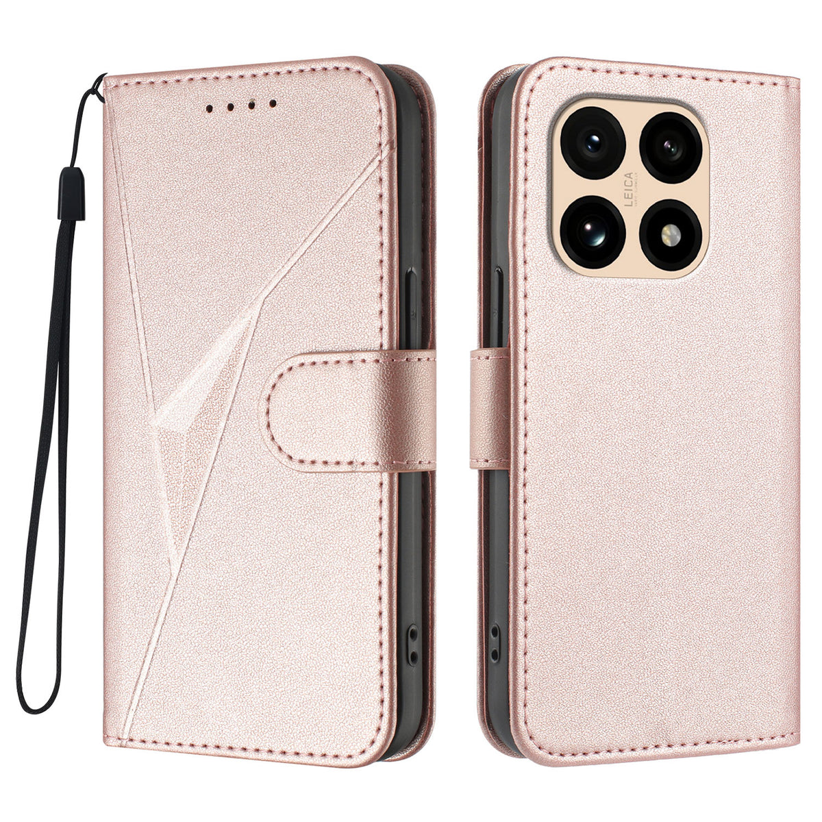 For Xiaomi 15T Case Triangle Imprint Leather Phone Cover with Lanyard