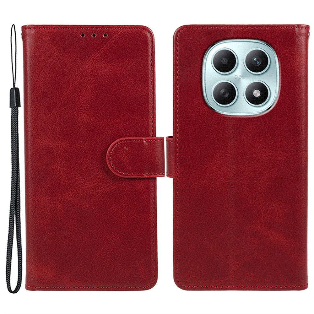 Xiaomi Poco M8 5G / Redmi Note 15 5G (Global) / 15 4G (Global) fodral, plånboksfodral i PU-läder med kalvstruktur och handledsrem