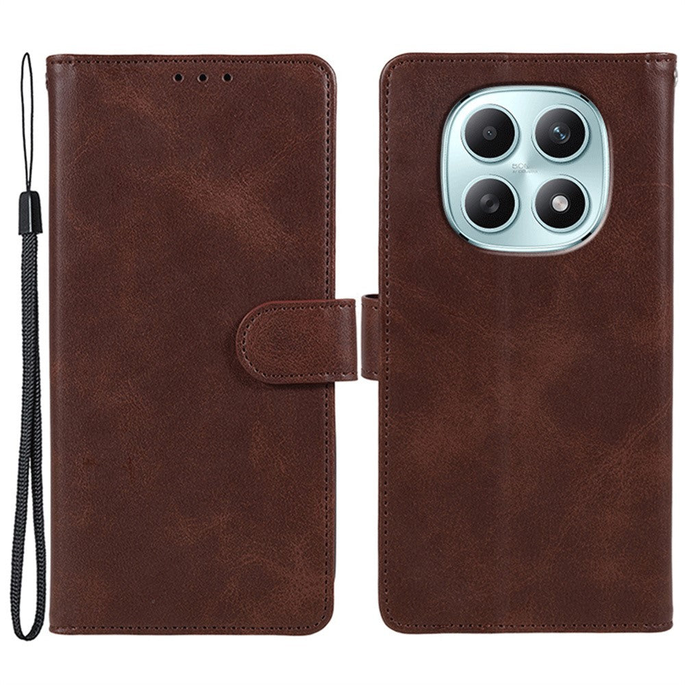 Xiaomi Poco M8 5G / Redmi Note 15 5G (Global) / 15 4G (Global) fodral, plånboksfodral i PU-läder med kalvstruktur och handledsrem
