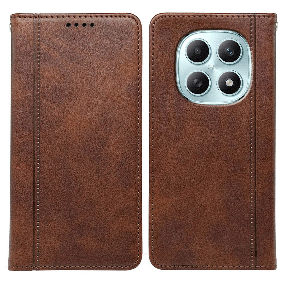 For Xiaomi Poco M8 5G / Redmi Note 15 5G (Global) / 15 4G (Global) Case Hidden Magnetic Closure Calf Texture Leather Phone Cover