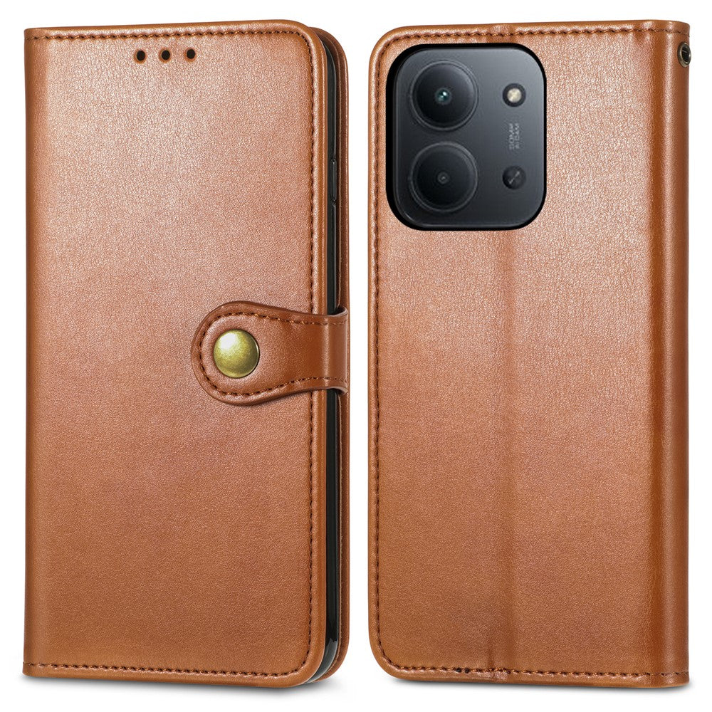 Phone Case For Xiaomi Redmi 15C 4G (EU) (173mm) / 15C 5G (EU) (173mm) / Poco C85 4G (173mm) Wallet Stand Leather Cover with Wrist Strap