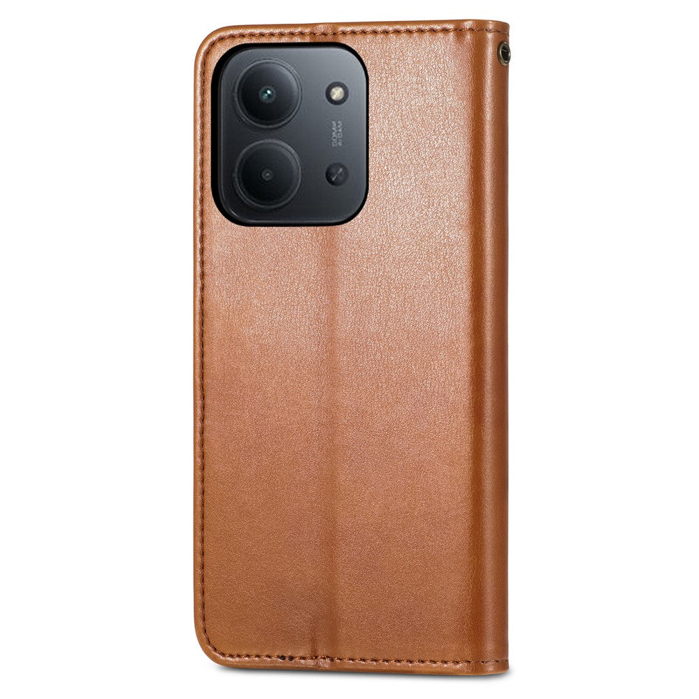 Phone Case For Xiaomi Redmi 15C 4G (EU) (173mm) / 15C 5G (EU) (173mm) / Poco C85 4G (173mm) Wallet Stand Leather Cover with Wrist Strap