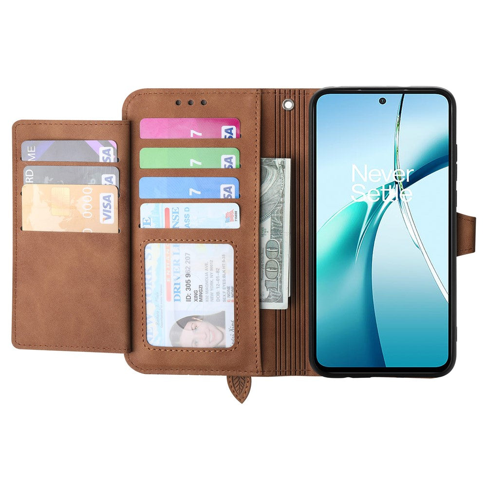 For Xiaomi Poco M8 Pro 5G / Redmi Note 15 Pro+ 5G (Global) Zipper Wallet Case with Strap Flower Imprint PU Leather Phone Cover