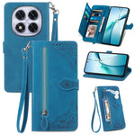 For Xiaomi Poco M8 Pro 5G / Redmi Note 15 Pro+ 5G (Global) Zipper Wallet Case with Strap Flower Imprint PU Leather Phone Cover