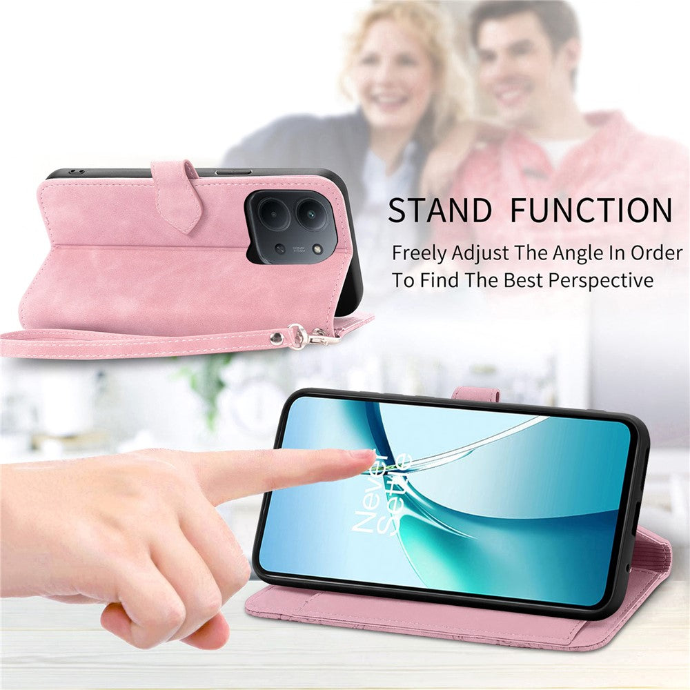 For Xiaomi Redmi 15C 4G (Global) (171mm)  /  Poco C85 4G (171mm) Zipper Wallet Case with Strap Flower Imprint PU Leather Phone Cover