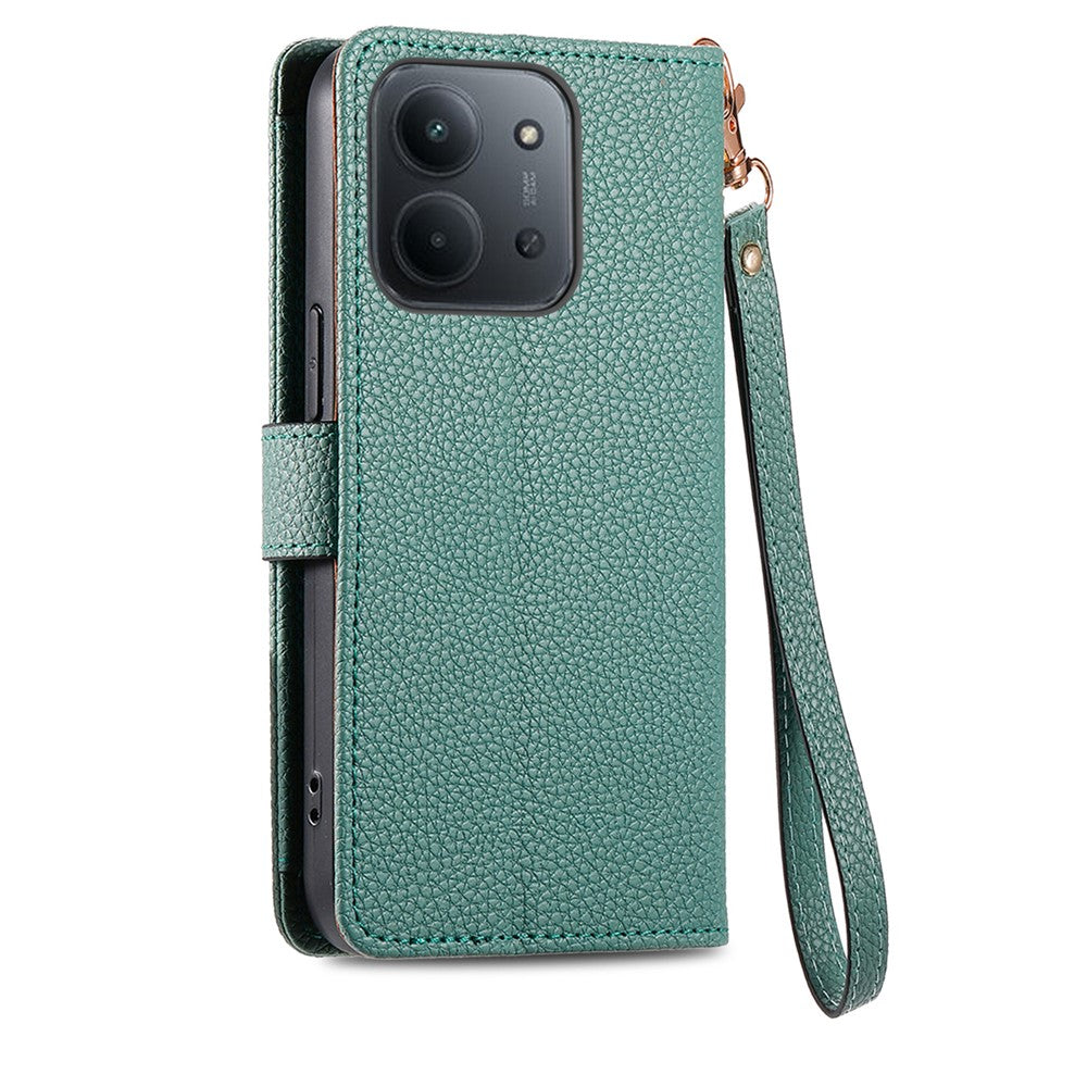 For Xiaomi Redmi 15C 4G (Global) (171mm)  /  Poco C85 4G (171mm) Case RFID Blocking Zipper Pocket Leather Wallet Phone Cover with Strap