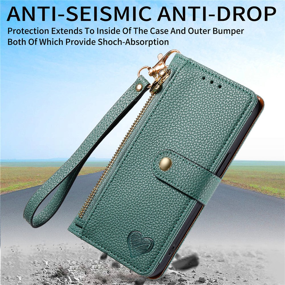 For Xiaomi Redmi 15C 4G (Global) (171mm)  /  Poco C85 4G (171mm) Case RFID Blocking Zipper Pocket Leather Wallet Phone Cover with Strap