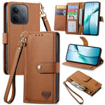 For Xiaomi Redmi 15C 4G (EU) (173mm)  /  15C 5G (EU) (173mm) Case RFID Blocking Zipper Pocket Leather Wallet Phone Cover with Strap