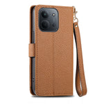 For Xiaomi Redmi 15C 4G (EU) (173mm)  /  15C 5G (EU) (173mm) Case RFID Blocking Zipper Pocket Leather Wallet Phone Cover with Strap