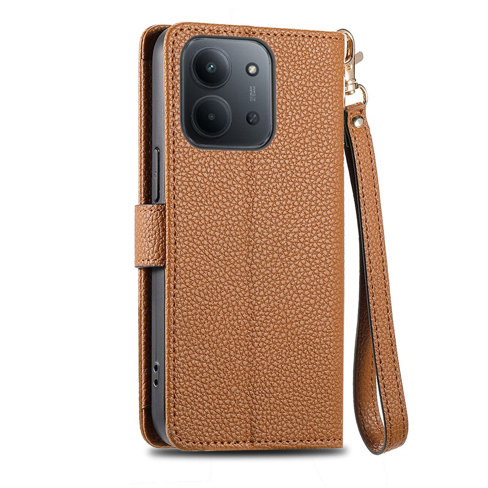 For Xiaomi Redmi 15C 4G (EU) (173mm)  /  15C 5G (EU) (173mm) Case RFID Blocking Zipper Pocket Leather Wallet Phone Cover with Strap