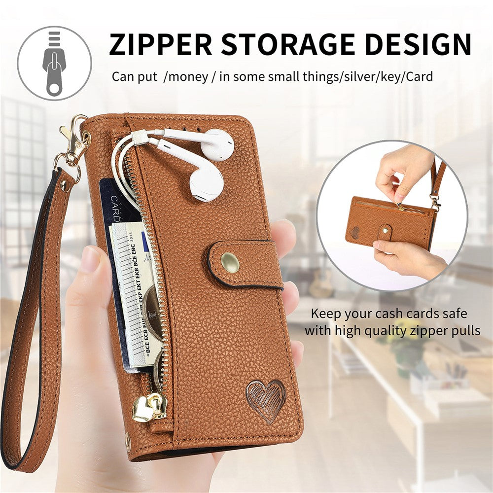 For Xiaomi Redmi 15C 4G (EU) (173mm)  /  15C 5G (EU) (173mm) Case RFID Blocking Zipper Pocket Leather Wallet Phone Cover with Strap