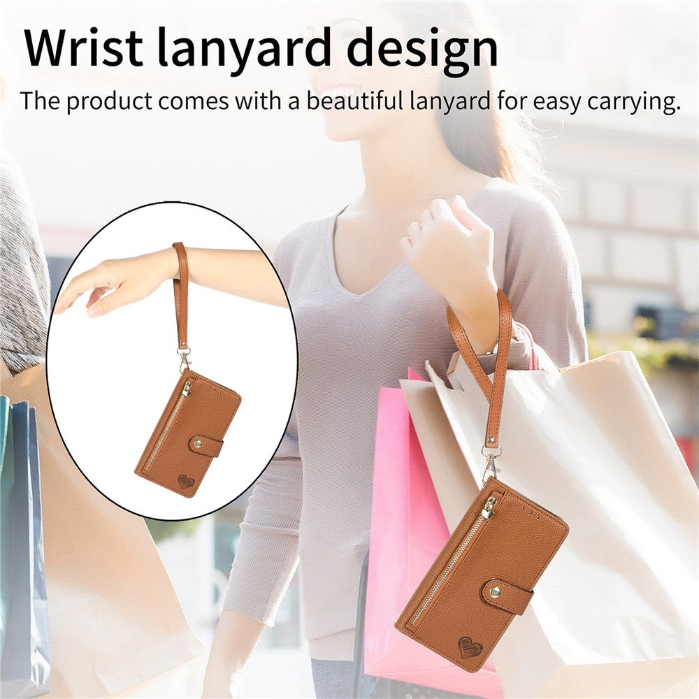 For Xiaomi Redmi 15C 4G (EU) (173mm)  /  15C 5G (EU) (173mm) Case RFID Blocking Zipper Pocket Leather Wallet Phone Cover with Strap
