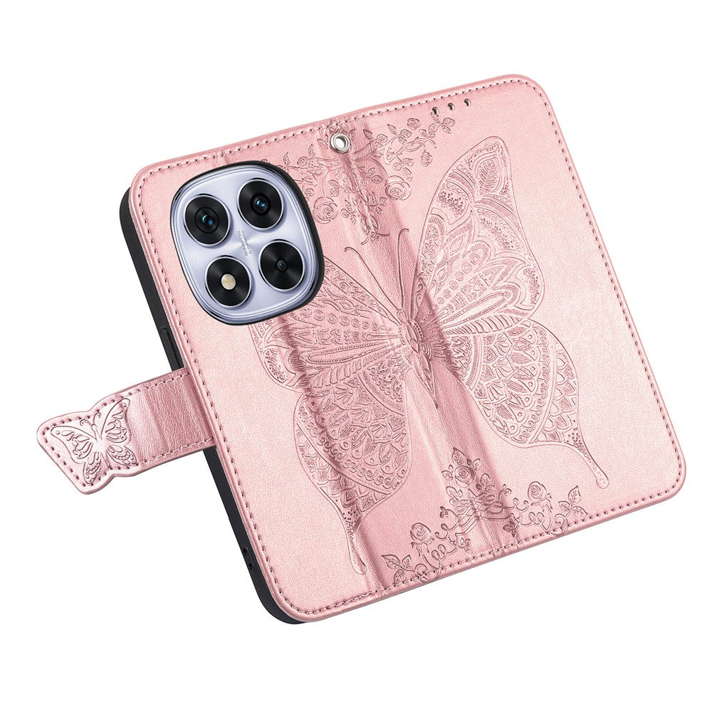 For Xiaomi Poco M8 Pro 5G / Redmi Note 15 Pro+ 5G (Global) Case with Strap Butterfly Pattern PU Leather Wallet Phone Cover