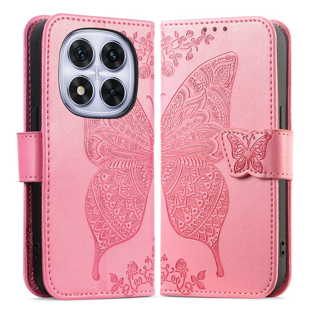 For Xiaomi Poco M8 Pro 5G / Redmi Note 15 Pro+ 5G (Global) Case with Strap Butterfly Pattern PU Leather Wallet Phone Cover