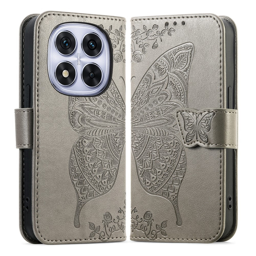 For Xiaomi Poco M8 Pro 5G / Redmi Note 15 Pro+ 5G (Global) Case with Strap Butterfly Pattern PU Leather Wallet Phone Cover