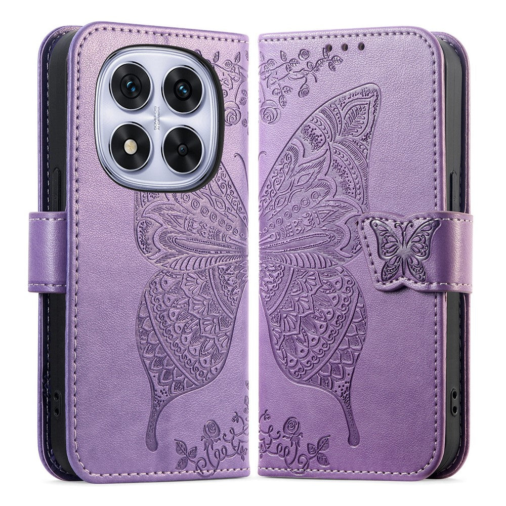 For Xiaomi Poco M8 Pro 5G / Redmi Note 15 Pro+ 5G (Global) Case with Strap Butterfly Pattern PU Leather Wallet Phone Cover