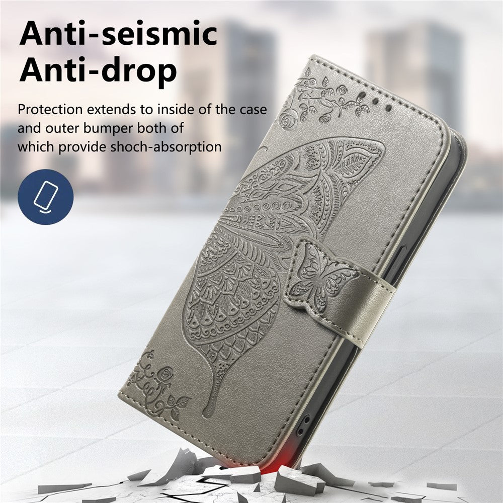 For Xiaomi Redmi 15C 4G (EU) (173mm)  /  15C 5G (EU) (173mm) Case with Strap Butterfly Pattern PU Leather Wallet Phone Cover