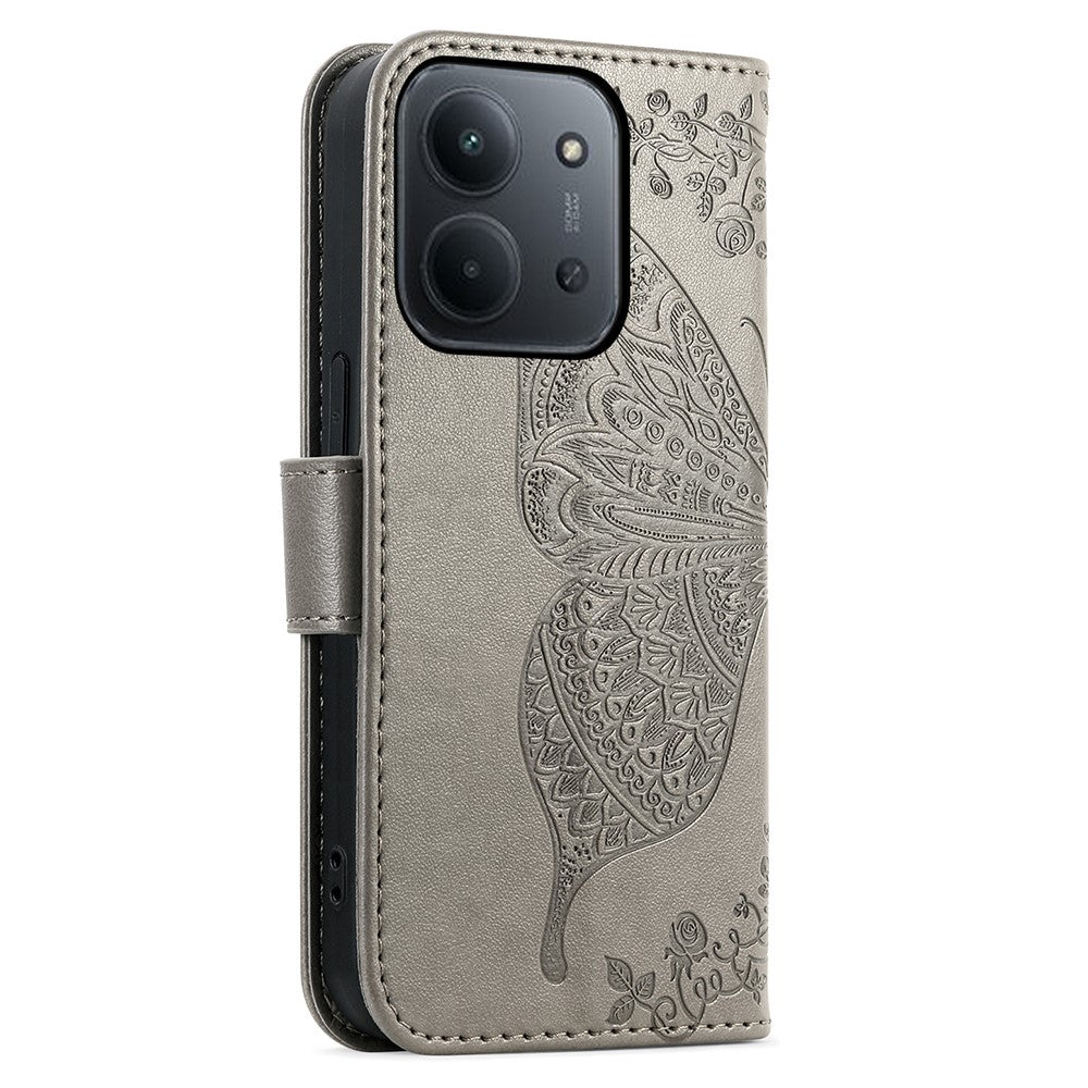 For Xiaomi Redmi 15C 4G (EU) (173mm)  /  15C 5G (EU) (173mm) Case with Strap Butterfly Pattern PU Leather Wallet Phone Cover